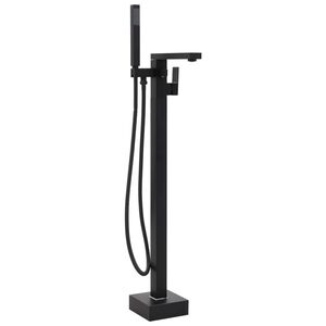 vidaXL Voľne stojaca vaňov&aacute; bat&eacute;ria čierna 90 cm nehrdzavej&uacute;ca oceľ