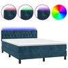 vidaXL Posteľn&yacute; r&aacute;m boxsping matrac a LED tmavomodr&yacute; 140x200 cm zamat