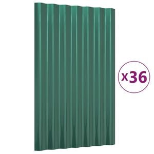 vidaXL Zelen&eacute; stre&scaron;n&eacute; panely 36 ks pozinkovan&aacute; oceľ 60x36 cm