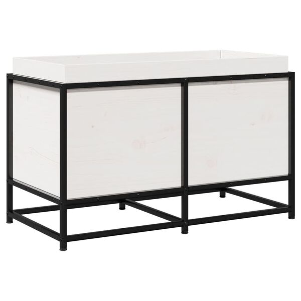 vidaXL Záhradný kvetináč biely 80x40x50 cm borovicový masív