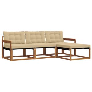 vidaXL Z&aacute;hradn&aacute; s&uacute;prava gaučov s vank&uacute;&scaron;om 4 pcs Pr&iacute;rodn&aacute; a b&eacute;žov&aacute;