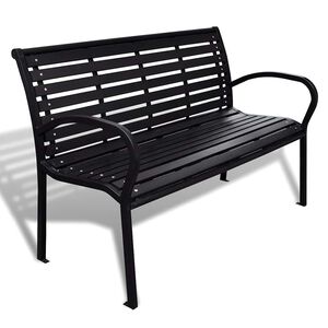 vidaXL Z&aacute;hradn&aacute; lavička 125 cm, oceľ a WPC, čierna