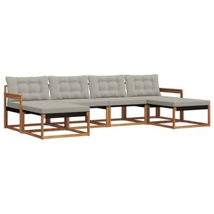 vidaXL Z&aacute;hradn&aacute; s&uacute;prava gaučov s vank&uacute;&scaron;om 6 pcs Pr&iacute;rodn&aacute; a svetlosiv&aacute;