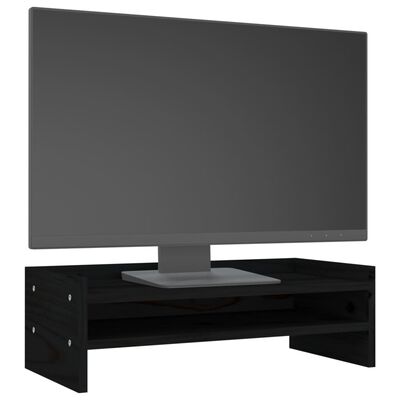 vidaXL Stojan na monitor čierny 50x24x16 cm masívna borovica