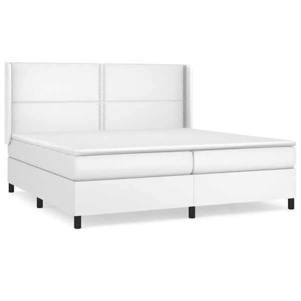 vidaXL Boxspring posteľ s matracom biela 200x200 cm umel&aacute; koža