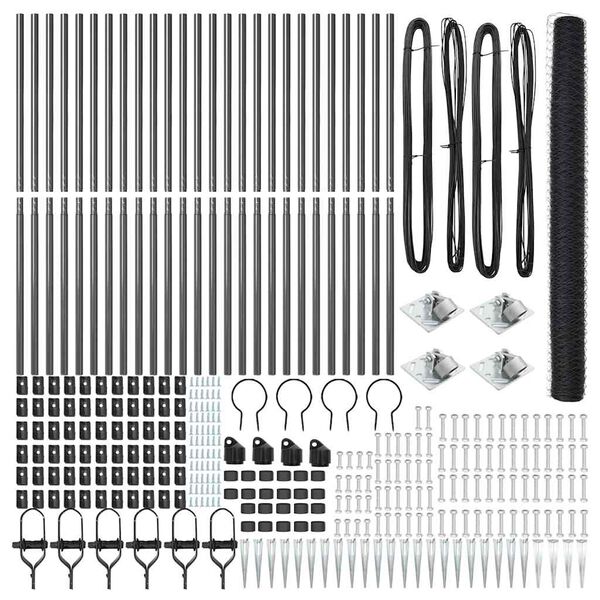 vidaXL Stĺp na plot. Siv&aacute; 50 x 1,6 m (36 mm pletivo) Ocel a PVC