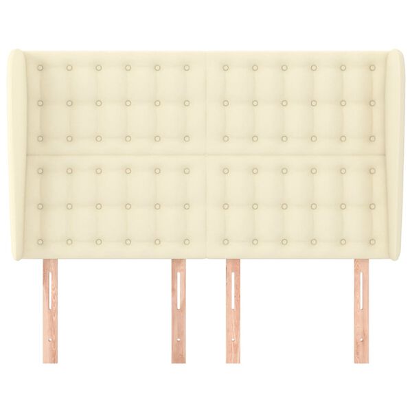 vidaXL Čelo postele so z&aacute;hybmi kr&eacute;mov&yacute; 147x23x118/128 cm umel&aacute; koža