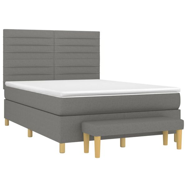 vidaXL Boxspring posteľ s matracom tmavosiv&aacute; 140x190 cm l&aacute;tka