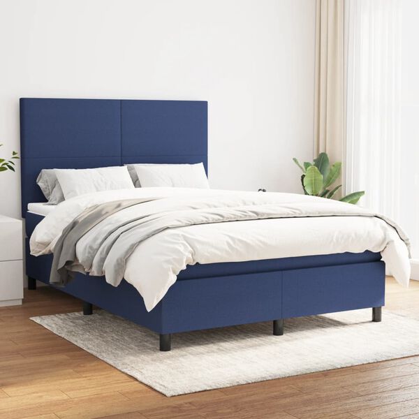 vidaXL Boxspring posteľ s matracom modr&yacute; 140x190 cm l&aacute;tka
