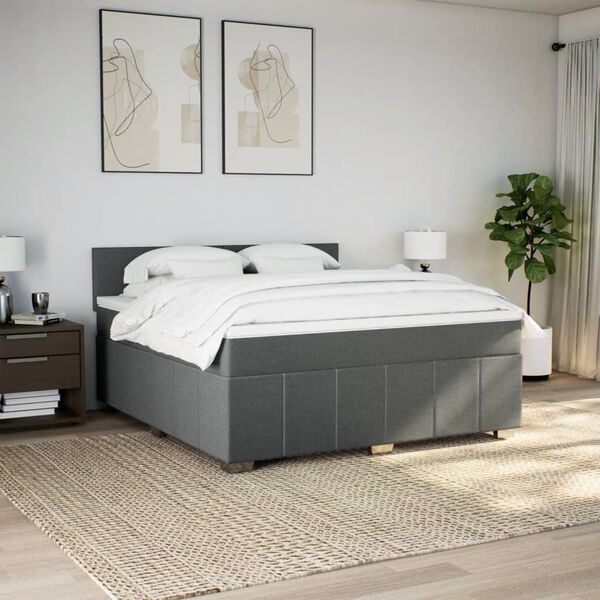 vidaXL Boxspring posteľ s matracom tmavosiv&aacute; 180x200 cm l&aacute;tka
