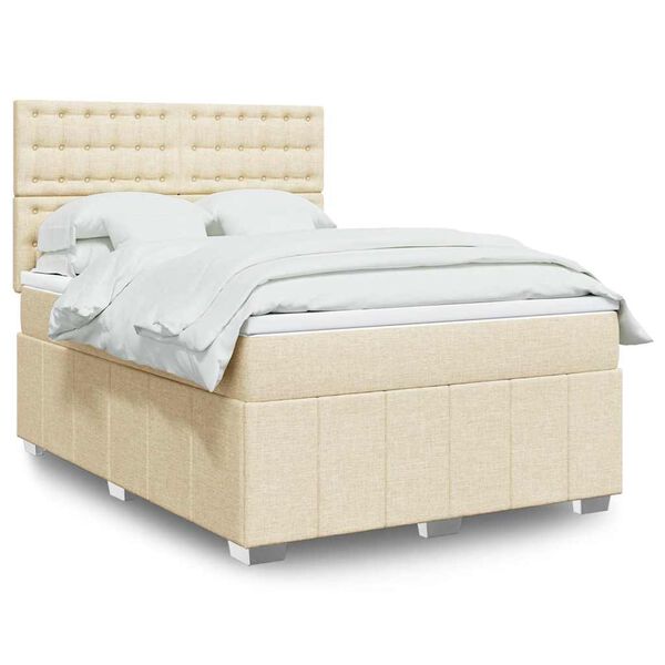 vidaXL Boxspring posteľ s matracom kr&eacute;mov&yacute; 140x190 cm l&aacute;tka