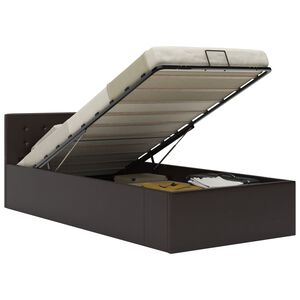 vidaXL Hydraulick&yacute; posteľn&yacute; r&aacute;m+&uacute;ložn&yacute; priestor, umel&aacute; koža 90x200 cm