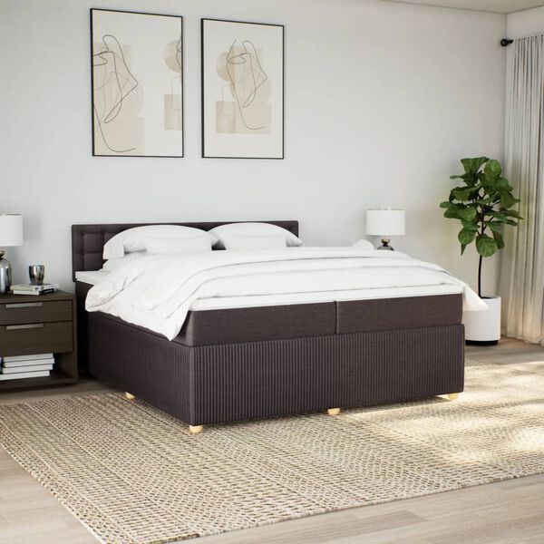 vidaXL Boxspring posteľ s matracom tmavohned&aacute; 200x200 cm l&aacute;tka