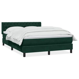 vidaXL Posteľn&yacute; r&aacute;m boxsping s matracom tmavozelen&yacute; 160x220 cm zamat