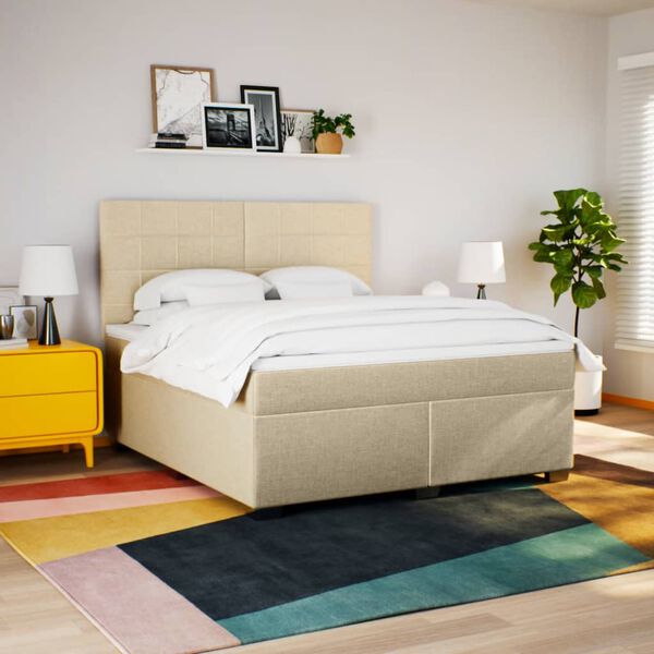 vidaXL Posteľn&yacute; r&aacute;m boxspring s matracom kr&eacute;mov&yacute; 180x200 cm l&aacute;tka