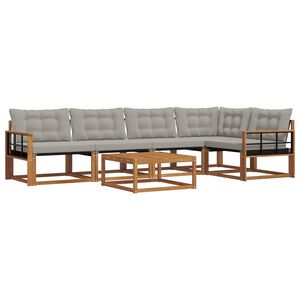 vidaXL Z&aacute;hradn&aacute; s&uacute;prava gaučov s vank&uacute;&scaron;om 6 pcs Pr&iacute;rodn&aacute; a svetlosiv&aacute;