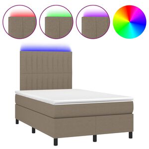 vidaXL Boxspring posteľ s matracom a LED sivohned&aacute; 120x190 cm l&aacute;tka