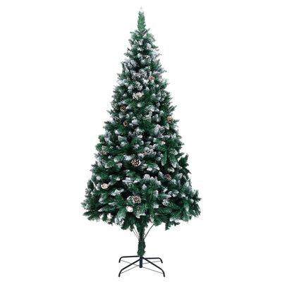 vidaXL Zasnežený umelý vianočný stromček s borovicovými šiškami 240 cm