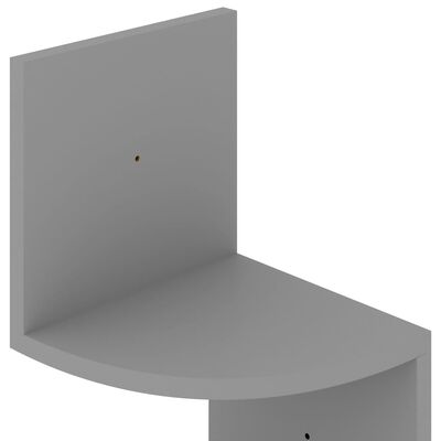 vidaXL Nástenný rohový regál, sivý 19x19x123 cm, kompozitné drevo
