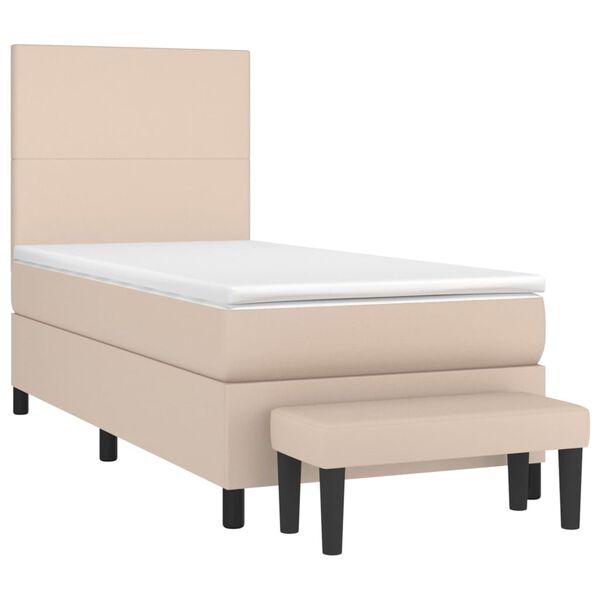 vidaXL Boxspring posteľ s matracom kapuč&iacute;nov&aacute; 100x200 cm umel&aacute; koža