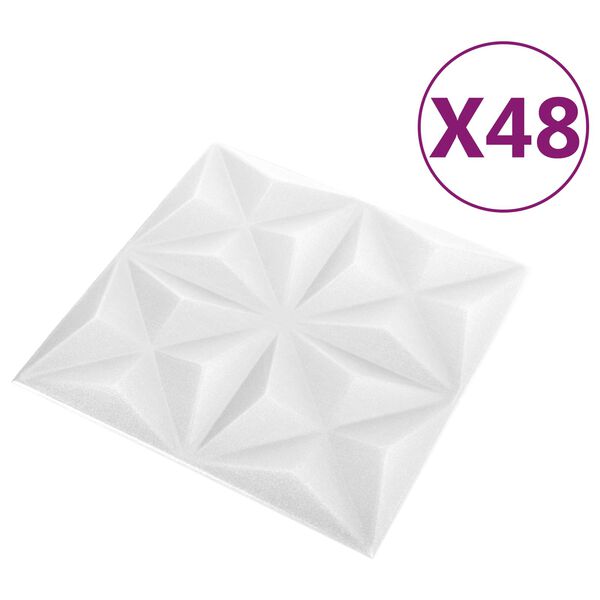 vidaXL N&aacute;stenn&eacute; panely 48 pcs Origami Biele 50 x 50 cm XPS Pena