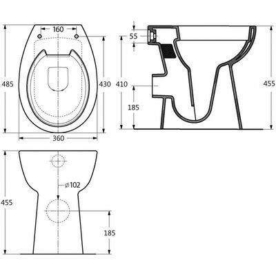 vidaXL Vysoké bezokrajové WC s jemným zatváraním o 7 cm vyššie keramické čierne