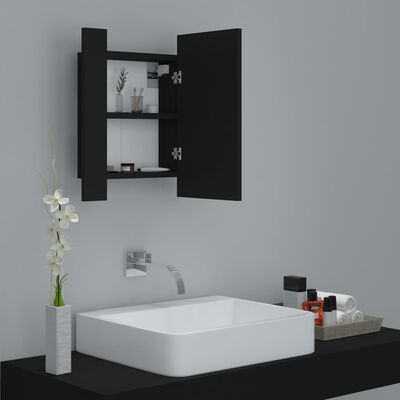 vidaXL LED kúpeľňová zrkadlová skrinka čierna 40x12x45 cm akryl