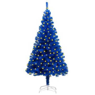 vidaXL Osvetlený umelý vianočný stromček+stojan, modrý 180 cm, PVC