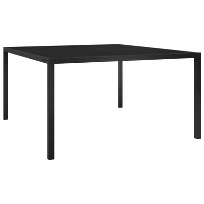 vidaXL Záhradný stôl 130x130x72 cm čierny oceľ a sklo