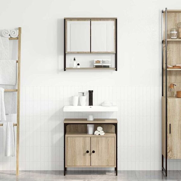 vidaXL Sada k&uacute;peľňov&eacute;ho n&aacute;bytku s poličkou 2 pcs Hned&aacute; 60 x 30 x 60 cm