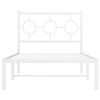 vidaXL Kovový rám postele s čelom biely 90x200 cm
