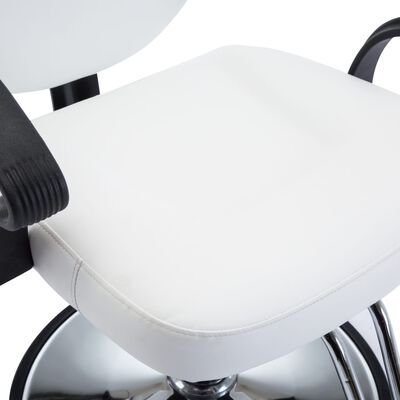 vidaXL Holičská stolička z umelej kože biela