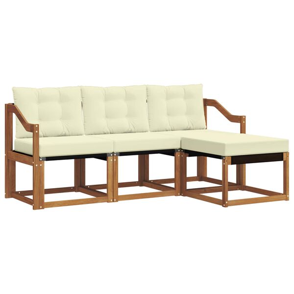 vidaXL Z&aacute;hradn&aacute; s&uacute;prava gaučov s vank&uacute;&scaron;om 4 pcs Pr&iacute;rodn&aacute; a kr&eacute;mov&aacute;