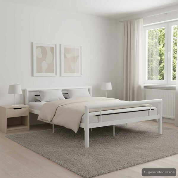 vidaXL Posteľný rám, bielo čierny, kov 120x200 cm