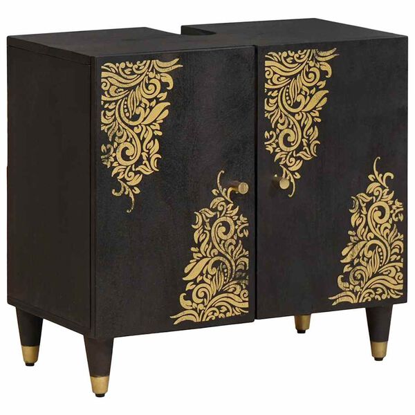 vidaXL Skrinka pod umývadlo Čierna 62 x 33 x 58 cm Masívne mango drevo