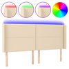 vidaXL Čelo postele s LED kr&eacute;mov&eacute; 183x16x118/128 cm l&aacute;tka