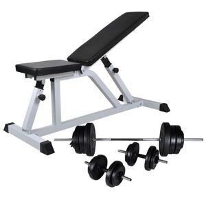 vidaXL Posilňovacia lavica, jednoručn&eacute; a obojručn&eacute; činky 60,5 kg