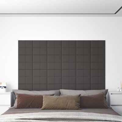 vidaXL Nástenné panely 12 ks tmavosivé 30x15 cm látkové 0,54 m²