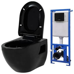 vidaXL Keramick&eacute; z&aacute;vesn&eacute; WC so skrytou n&aacute;držou čierne