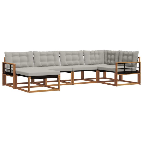 vidaXL Z&aacute;hradn&aacute; s&uacute;prava gaučov s vank&uacute;&scaron;om 6 pcs Pr&iacute;rodn&aacute; a svetlosiv&aacute;