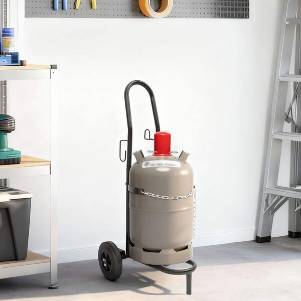 vidaXL Ručn&yacute; voz&iacute;k Čierna a červen&aacute; 49 x 49 x 101 cm Oceľ