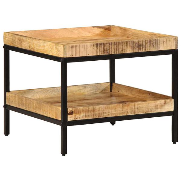 vidaXL Bočn&yacute; st&ocirc;l s poličkou Hned&aacute; 55 x 55 x 45 cm Mas&iacute;vne mango drevo