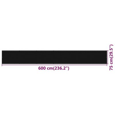 vidaXL Balkónová markíza čierna 75x600 cm HDPE