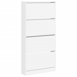 vidaXL Botn&iacute;k so 4 v&yacute;klopn&yacute;mi z&aacute;suvkami biely 80x21x163,5 cm