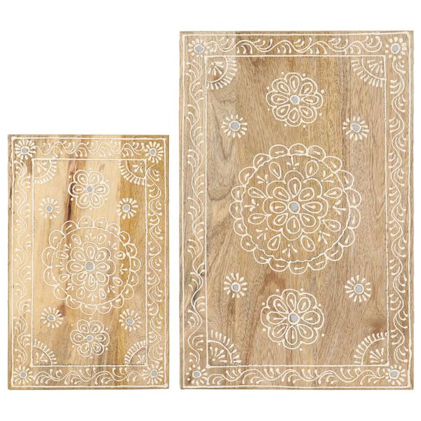 vidaXL 2-dielny ručne maľovaný set príručných stolíkov mangový masív