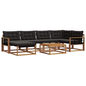 vidaXL Z&aacute;hradn&aacute; s&uacute;prava gaučov s vank&uacute;&scaron;om 19 pcs Pr&iacute;rodn&aacute; a čierna