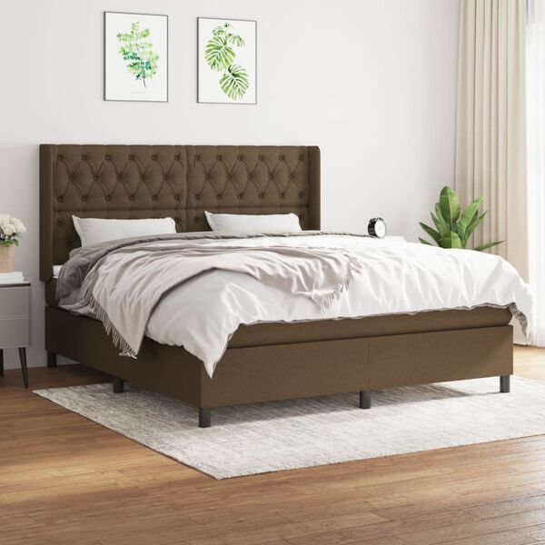 vidaXL Boxspring posteľ s matracom tmavohned&aacute; 160x200 cm l&aacute;tka