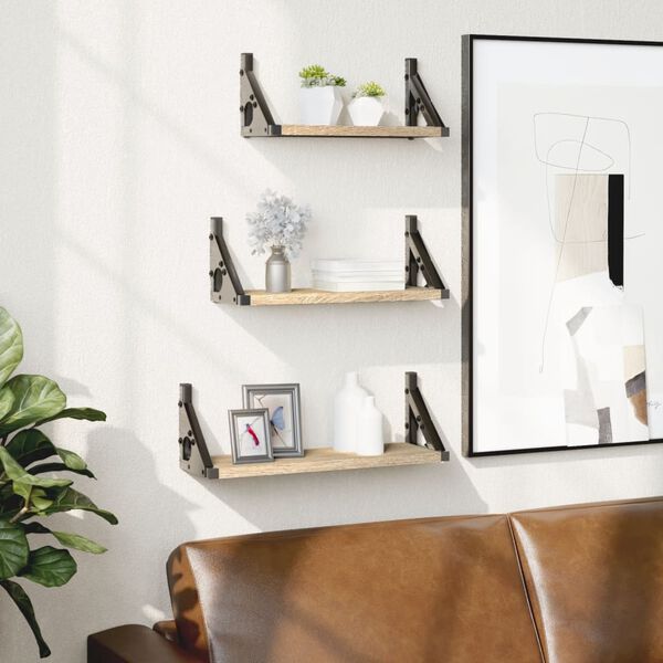 vidaXL 3-dielna súprava nástenných políc dub sonoma kompozitné drevo