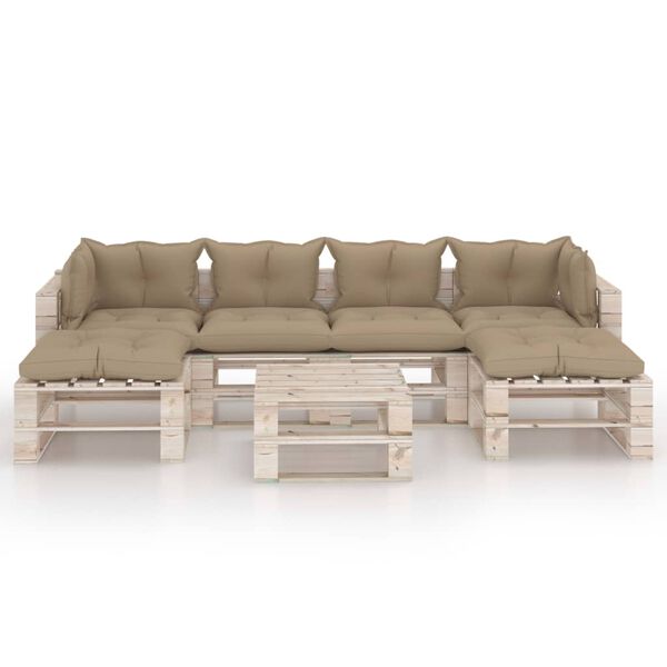 vidaXL 7-dielna z&aacute;hradn&aacute; paletov&aacute; s&uacute;prava s podložkami, borovica