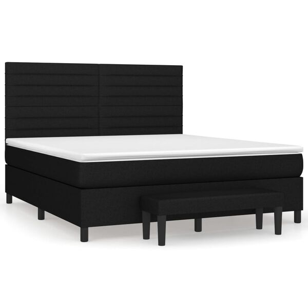 vidaXL Posteľn&yacute; r&aacute;m boxspring s matracom čierny 180x200 cm l&aacute;tka